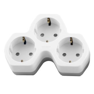 Разветвитель сетевой 3-местный с/з STEKKER ADP16-13-20, 250V, 16A, ABS огнеустойчивый пластик, белый/серый, 32871