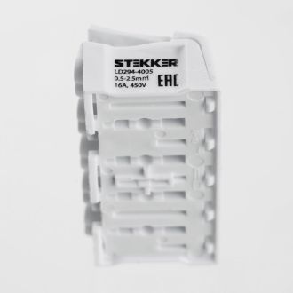 Клемма монтажная STEKKER, LD294-4005, для подключения фазных проводников, 5 контактных групп (3 ввода, 3 вывода на полюс), 32956 (комплект 50 шт.)