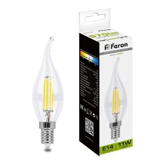 Лампа светодиодная Feron LB-714 Свеча на ветру E14 11W 230V 4000K, 38012
