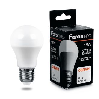 Лампа светодиодная Feron.PRO LB-1015 Шар E27 15W 175-265V 2700K, 38035