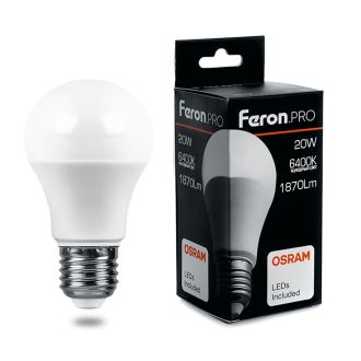 Лампа светодиодная Feron.PRO LB-1020 Шар E27 20W 175-265V 6400K, 38043