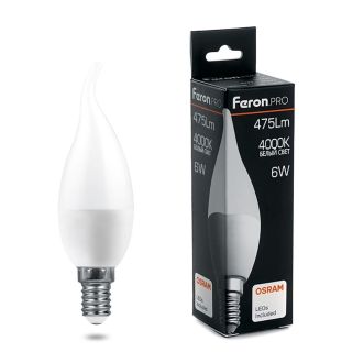 Лампа светодиодная Feron.PRO LB-1306 Свеча E14 6W 175-265V 4000K, 38048