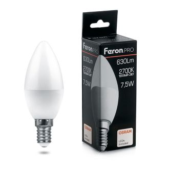 Лампа светодиодная Feron.PRO LB-1307 Свеча E14 7.5W 175-265V 2700K, 38053