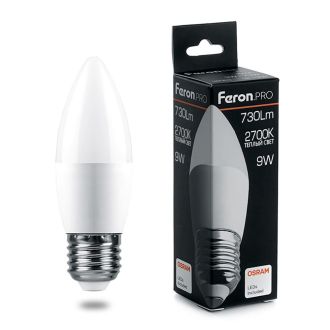 Лампа светодиодная Feron.PRO LB-1309 Свеча E27 9W 175-265V 2700K, 38062