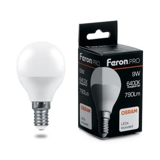 Лампа светодиодная Feron.PRO LB-1409 Шарик E14 9W 175-265V 6400K, 38079