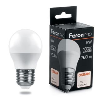 Лампа светодиодная Feron.PRO LB-1409 Шарик E27 9W 175-265V 4000K, 38081