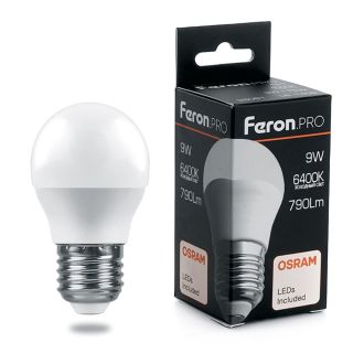 Лампа светодиодная Feron.PRO LB-1409 Шарик E27 9W 175-265V 6400K, 38082
