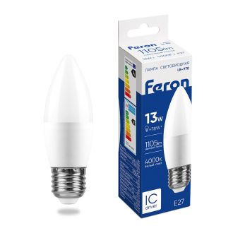 Лампа светодиодная Feron LB-970 Свеча E27 13W 175-265V 4000K, 38111