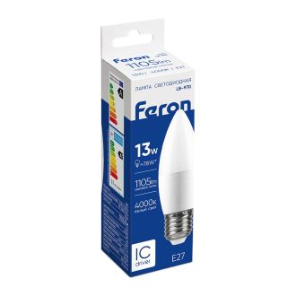 Лампа светодиодная Feron LB-970 Свеча E27 13W 175-265V 4000K, 38111