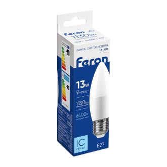 Лампа светодиодная Feron LB-970 Свеча E27 13W 175-265V 6400K, 38112
