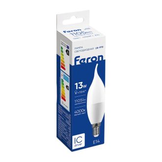 Лампа светодиодная Feron LB-970 Свеча на ветру E14 13W 175-265V 4000K, 38113