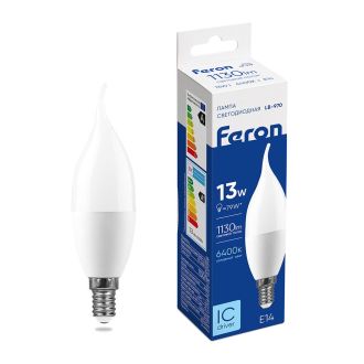 Лампа светодиодная Feron LB-970 Свеча на ветру E14 13W 175-265V 6400K, 38114
