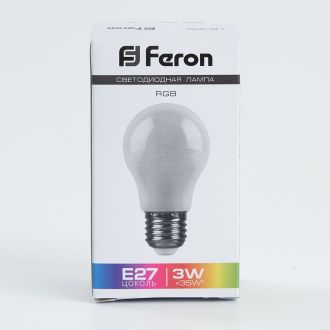 Лампа светодиодная Feron LB-375 E27 3W матовая 230V RGB плавная сменая цвета, 38118