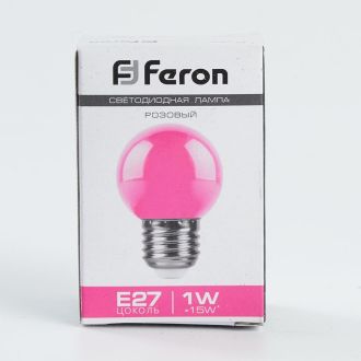 Лампа светодиодная Feron LB-37 Шарик матовый E27 1W 230V Розовый, 38123