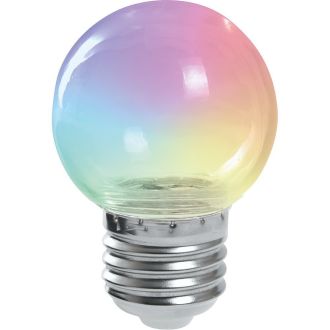Лампа светодиодная Feron LB-37 Шарик прозрачный E27 1W 230V RGB плавная смена цвета, 38132