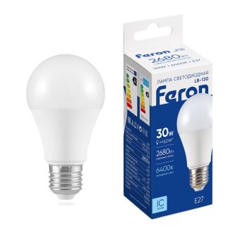 Лампа светодиодная Feron LB-130 Шар E27 30W 175-265V 6400K, 38196