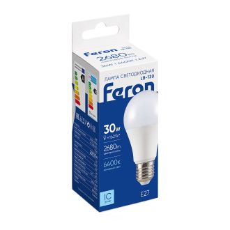 Лампа светодиодная Feron LB-130 Шар E27 30W 175-265V 6400K, 38196