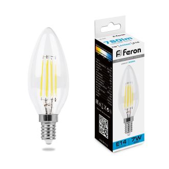 Лампа светодиодная Feron LB-66 Свеча E14 7W 230V 6400K, 38227