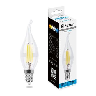 Лампа светодиодная Feron LB-67 Свеча на ветру E14 7W 230V 6400K, 38233