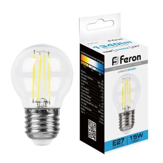 Лампа светодиодная Feron LB-515 Шарик E27 15W 230V 6400K, 38254