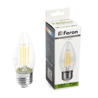 Лампа светодиодная Feron LB-66 Свеча E27 7W 230V 4000K, 38271