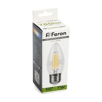 Лампа светодиодная Feron LB-66 Свеча E27 7W 230V 4000K, 38271