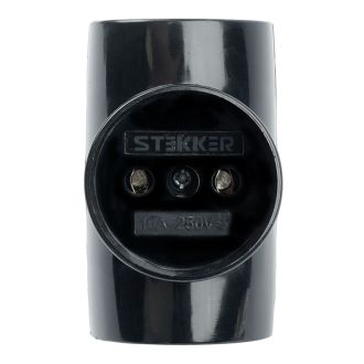 Разветвитель сетевой 3-местный б/з STEKKER ADP10-15-20, 250В, 10A, IP20, черный, 39001