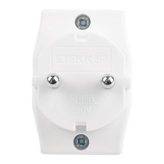 Разветвитель сетевой 3-местный компактный б/з STEKKER ADP10-16-20, 250В, 10A, IP20, белый, 39006