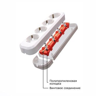 Розетка переносная разборная 4-местная с/з STEKKER, PST16-410-20, с выключателем, 250В, 16A, IP20, белый, 39015