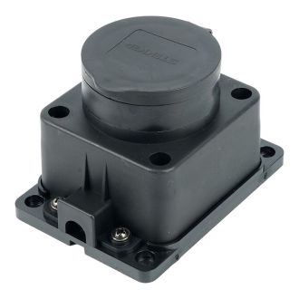 Розетка настенная 1-местная с/з STEKKER, RST16-31-44, каучук, 250В, 16А, IP44, черный, 39018