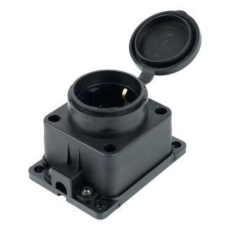 Розетка настенная 1-местная с/з STEKKER, RST16-31-44, каучук, 250В, 16А, IP44, черный, 39018