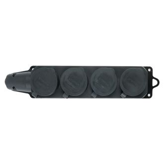 Розетка переносная 4-местная c/з, STEKKER, RST16-24-44, 250В, 16А, IP44, черный, 39019