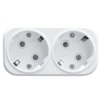 Разветвитель сетевой 2-местный с/з STEKKER ADP16-22-20 250V, 16A, ABS огнеустойчивый пластик, белый, 39023