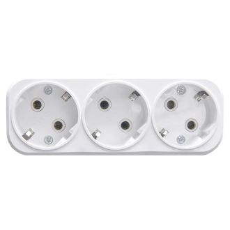 Разветвитель сетевой 3-местный с/з STEKKER ADP16-23-20, 250V, 16A, ABS пластик, белый, 39024