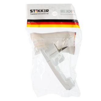 Вилка угловая ультраплоская с кольцом с/з STEKKER, PPG16-45-202, 250В, 16A, IP20, белый, 39039