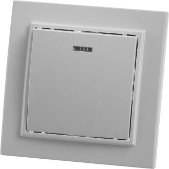 Выключатель 1-клавишный c индикатором STEKKER, PSW10-9001-01, 250В, 10А, серия Эрна, белый, 39041