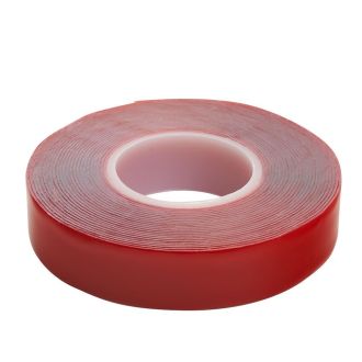 Скотч акриловый двусторонний STEKKER INTP5-0818-5 0,8*18 мм, длина 5м, прозрачный, красная подложка, 39146