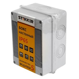 Бокс настенный STEKKER EBX50-1/05-65 5 модулей, пластик, IP65, 39189