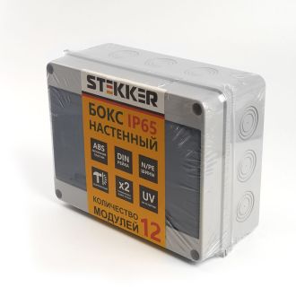 Бокс настенный STEKKER EBX50-1/12-65 12 модулей, пластик, IP65, 39191