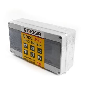 Бокс настенный STEKKER EBX50-1/18-65 18 модулей, пластик, IP65, 39193