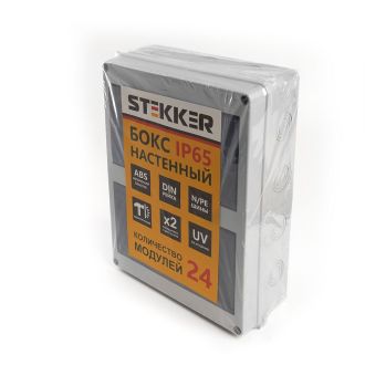 Бокс настенный STEKKER EBX50-1/24-65 24 модуля, пластик, IP65, 39194