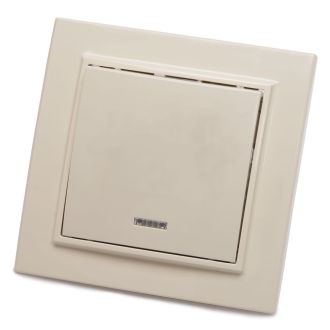 Выключатель 1-клавишный с индикатором STEKKER, PSW10-9001-02, 250В, 10А, серия Эрна, слоновая кость, 39228