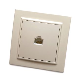 Розетка компьютерная 1-местная, STEKKER, PST00-9007-02, RJ-45, серия Эрна, слоновая кость, 39233