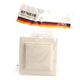 Розетка 1-местная с/з с крышкой, STEKKER, PST16-9012-02, 250В, 16А с защитной шторкой, серия Эрна, слоновая кость, 39238