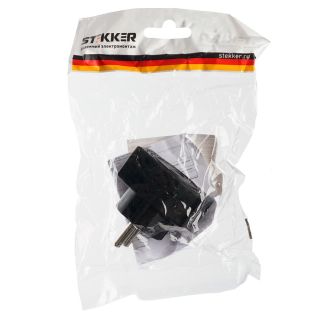 Разветвитель сетевой 3-местный компактный б/з STEKKER ADP10-16-20, 250V, 10A, черный, 39295
