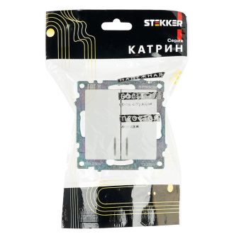 Выключатель 2-клавишный c индикатором (механизм), STEKKER GLS10-7102-01, 250В, 10А, серия Катрин, белый, 39301