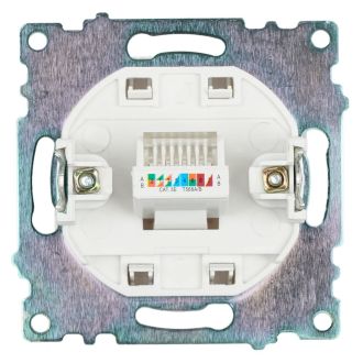Розетка компьютерная 1-местная RJ-45 (механизм), STEKKER GLS00-7107-01, серия Катрин, белый, 39305