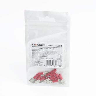 Наконечник плоский Изолированный (папа) РпИп 0,5-1,5, STEKKER, LD401-15250 (DIY упаковка 10 шт), 39362