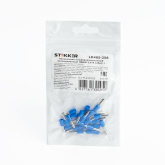 Наконечник штыревой втулочный изолированный НШВИ 2,5-8, LD405-258 (DIY упаковка 25 шт), STEKKER, 39378