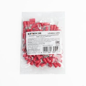 Наконечник вилочный изолированный НВИ 1,5-3, LD404-153 (упаковка 100 шт), STEKKER, 39424